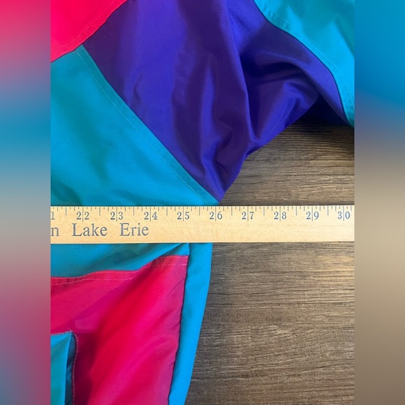 Colorblock Pullover Neon Pink Anorak Fleece Lined Snap Jacket Large Retro G4‎ - Picture 13 of 14